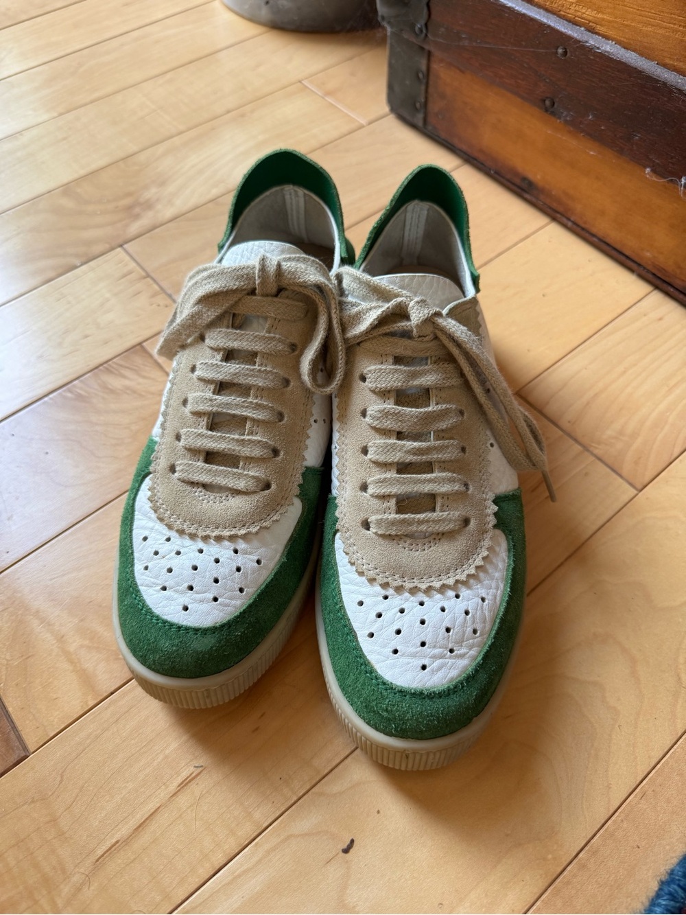 Pedro Garcia Green White Tan Suede Leather Sneakers